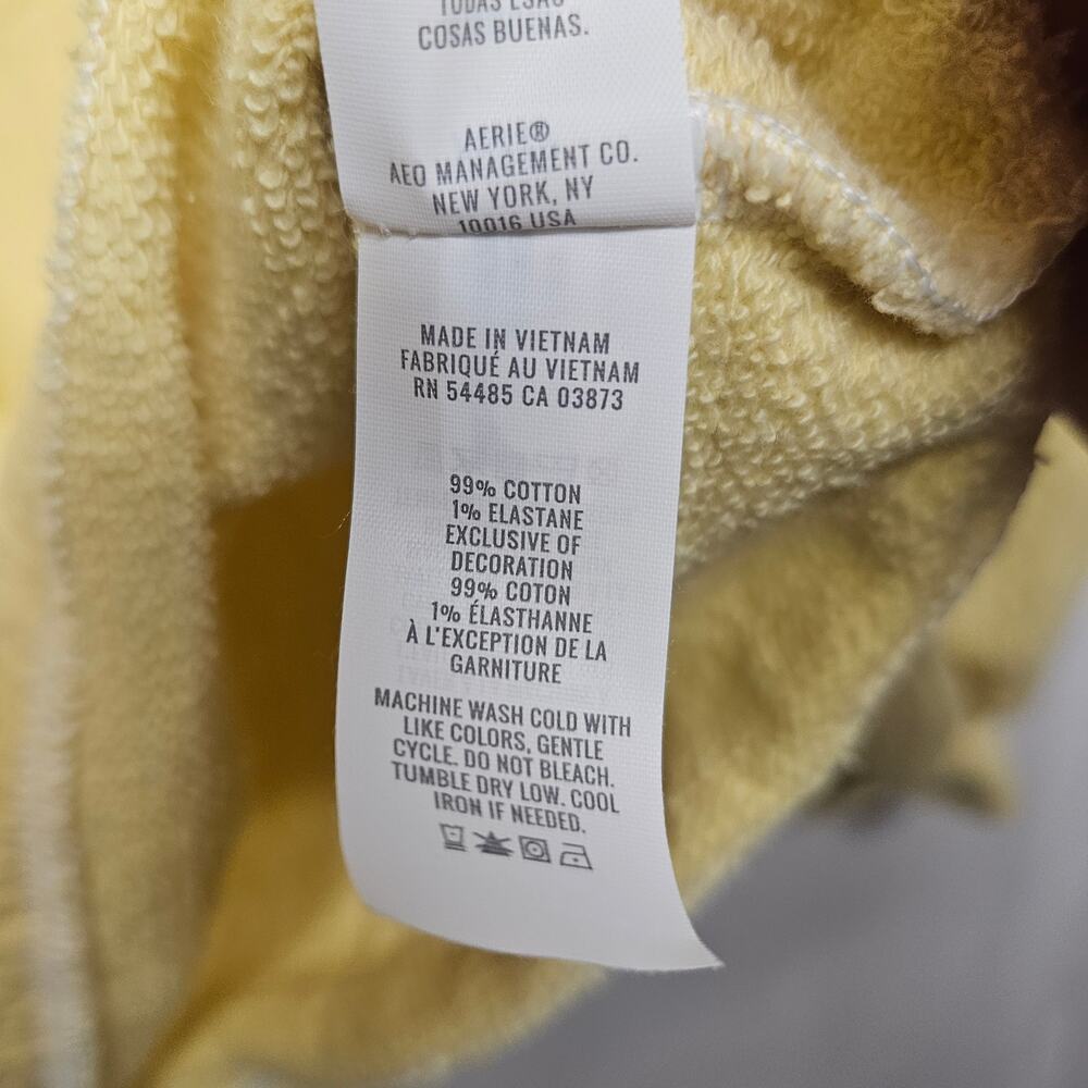 Aerie Women’s XS Relaxed V-Neck Sweatshirt Pastel Yellow Textured Knit - Picture 5 of 8